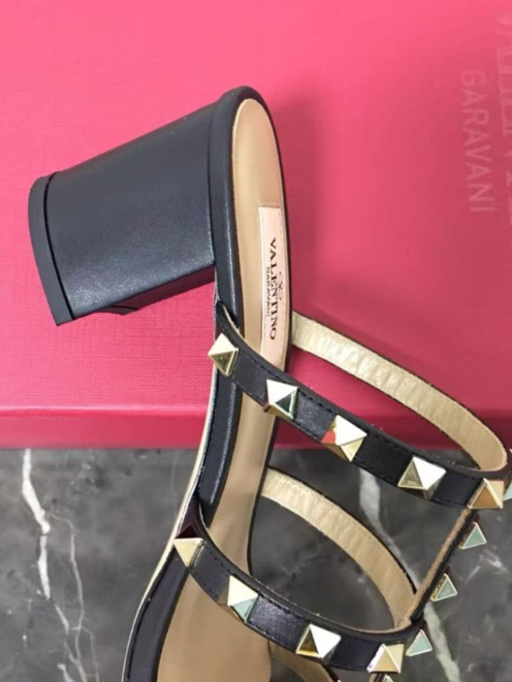 Valentino Garavani Gold Rockstud Cage Mule Low Heel Sandals - Picture 8 of 9